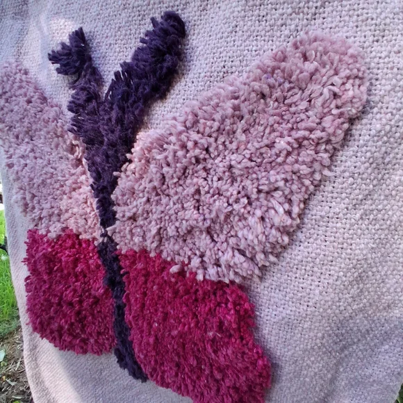🔥NWT BOHO Butterfly TUFTED THROW with Tassels COTTON 50" X 60" - Picture 5 of 9